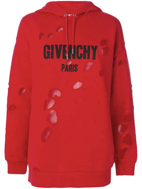 givenchy hoodie red logo|givenchy paris sweatshirt destroyed.